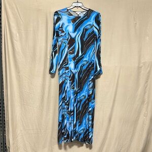 Topshop Swirl Print Cutout Sleeve Knit‎ Midi Dress / Size L / Box 5-29